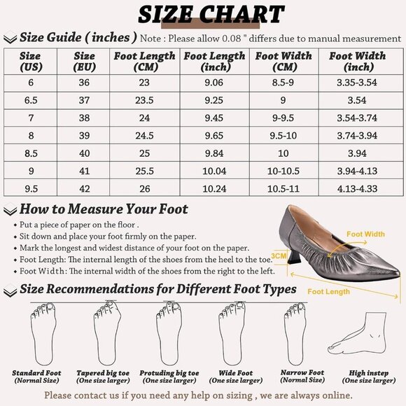 🆕 Gunmetal Kitten Heel Bridal Pleated Pumps Slip-On Pointed Toe Dress Shoes - Picture 7 of 7